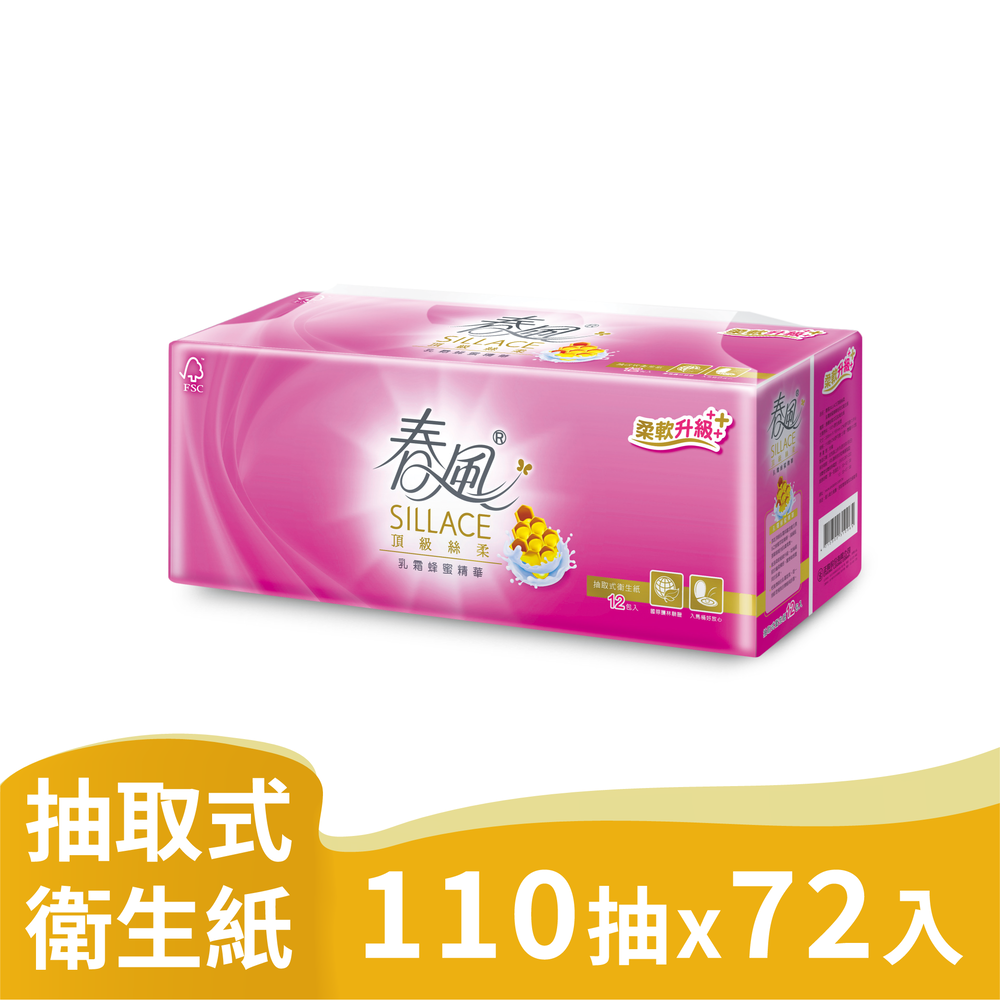 春風 SILLACE乳霜蜂蜜抽取衛生紙(110抽x12包x6串/箱)