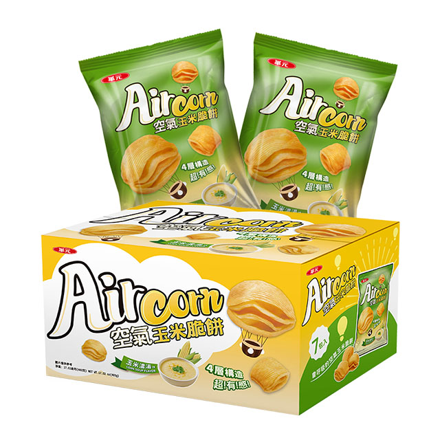 華元 Aircorn空氣玉米脆餅量販箱 玉米濃湯味4g 69gx7包 箱 Pchome 24h購物