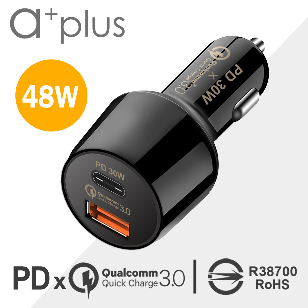 A Plus Pd 30w 高通認證qc3 0 超急速車用充電器acc Qcpd30w Pchome 24h購物