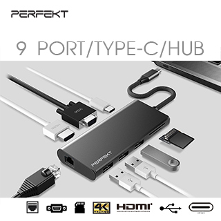 PERFEKT-USB-C 3.2 9孔 全功能HUB_PT-50110