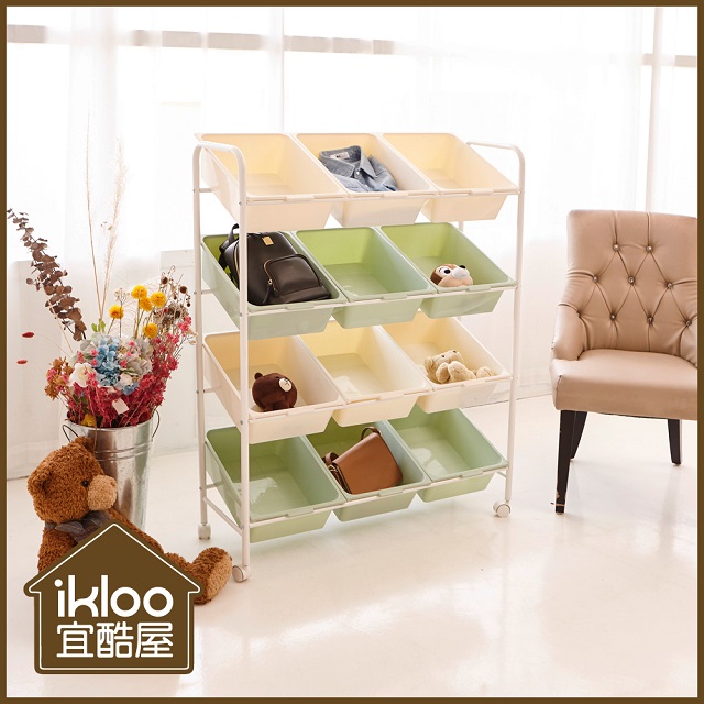 Ikloo 可移式12格綠色玩具收納車 季節限定 Pchome 24h購物 Ikloo 可移式12格綠色玩具收納車 季節限定 Pchome 24h購物