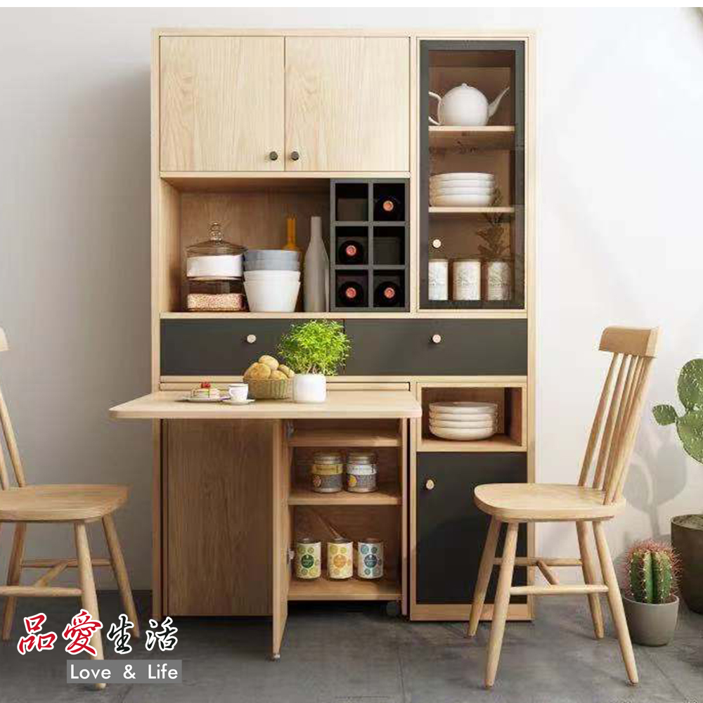 品愛生活極簡時尚多功能摺疊中島餐桌櫃 收納餐櫃 餐桌 中島 Pchome 24h購物