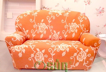 【Osun】一體成型防蹣彈性沙發套、沙發罩圖騰款1+2+3人座(淺咖啡金玫瑰)