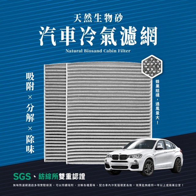 無味熊生物砂蜂巢式汽車冷氣濾網寶馬bmw F10 F11 F07 F12 F13 適用 Pchome 24h購物