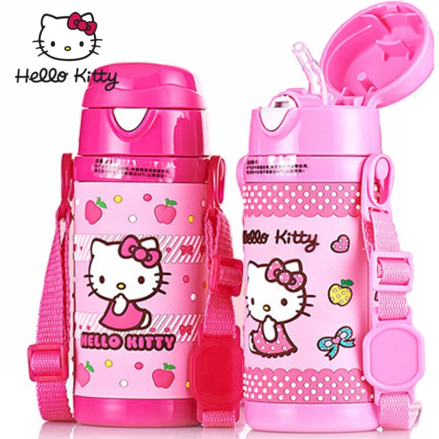 【優貝選】HELLO KITTY 凱蒂貓 兩用 保冷/保溫 背帶式兒童水壺 300ML