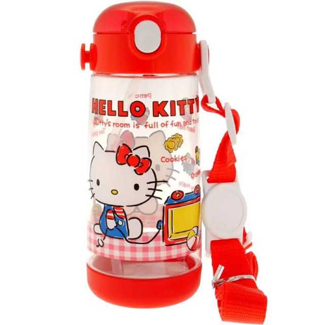 日本 Sanrio Hello Kitty 透明按壓式 吸管水壺480ml PDSH5(0635)