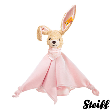 STEIFF德國金耳釦泰迪熊 - Hoppi Rabbit 粉色小兔子(嬰幼兒安撫巾)