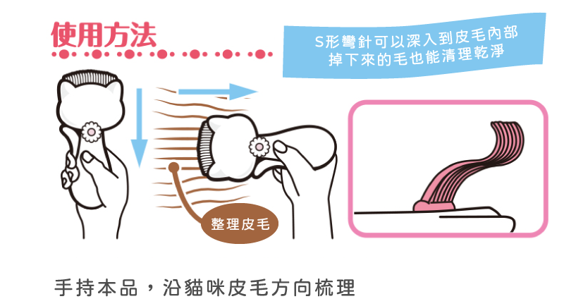 【日本熱銷!】貓用彈性除廢毛梳 / 不傷肌膚 不刺激、除毛力UP! - 寵物美容/清潔 - 塑膠 粉紅色