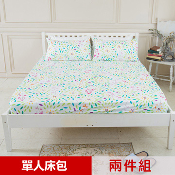 【米夢家居】台灣製造-100%精梳純棉單人3.5尺床包兩件組(萬花筒)
