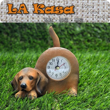 La Kasa 仿真可愛動物療癒系列 擺尾桌上時計 臘腸犬 Pchome 24h購物