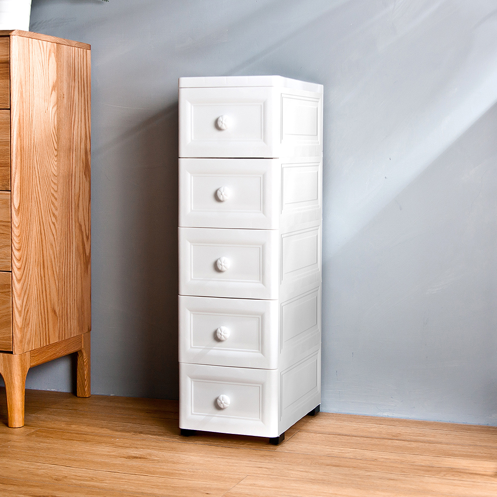 Mr Box 鄉村風歐式5層細縫收納櫃 寬25cm 兩色可選 Pchome 24h購物