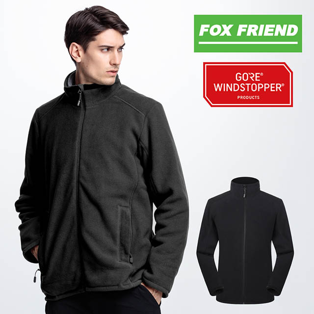 【FOX FRIEND 狐友】WINDSTOPPER防風保暖刷毛外套 #751 黑色