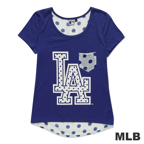 MLB-洛杉磯道奇隊雪紡印花T恤-深藍(女)