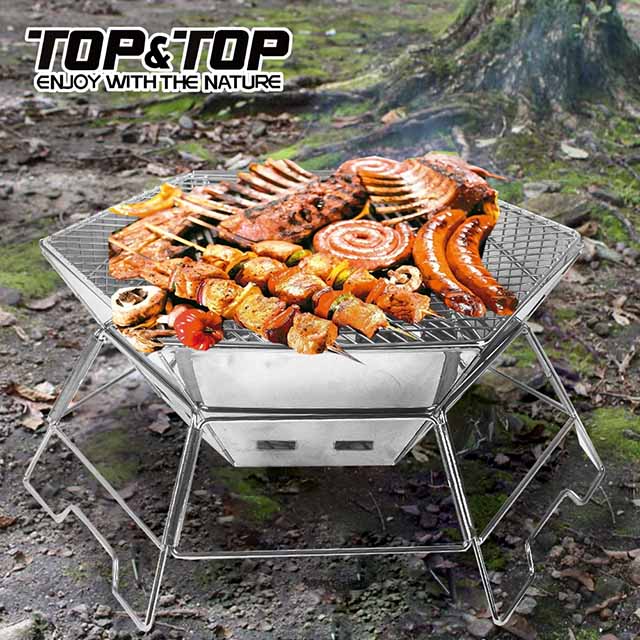 韓國top Top 不鏽鋼六角焚火台 烤肉爐 野炊 露營 Pchome 24h購物