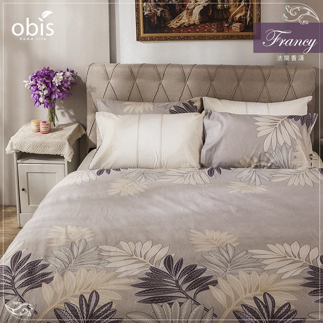 【obis】法蘭香頌-100%純棉床包兩用被3件組[單人3.5×6.2尺]