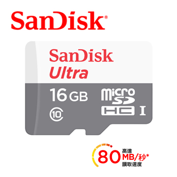 SanDisk Ultra microSD UHS-I 16GB 記憶卡-白 (公司貨) 80MB/s