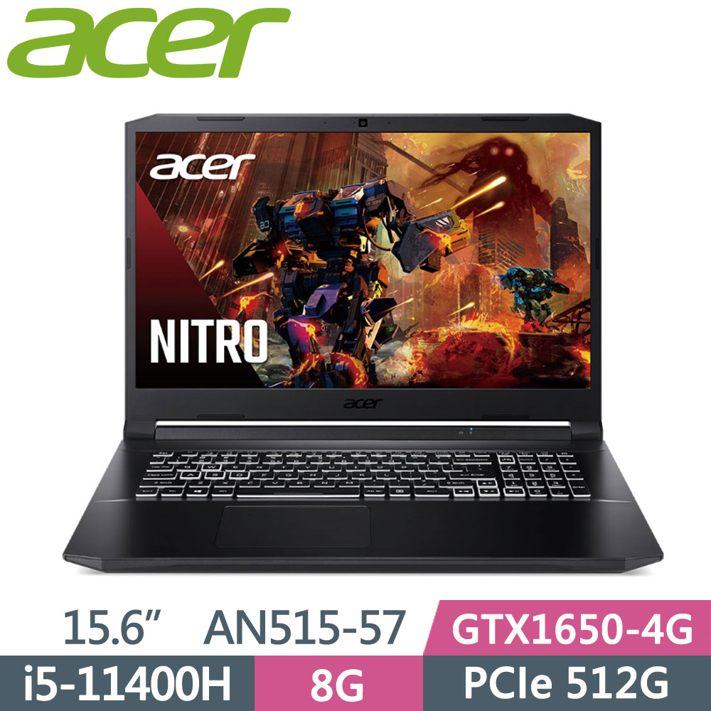 Acer 	Nitro5 AN515-57-5875(i5-11400H/8G/512G PCIe/GTX1650/15.6/144Hz)