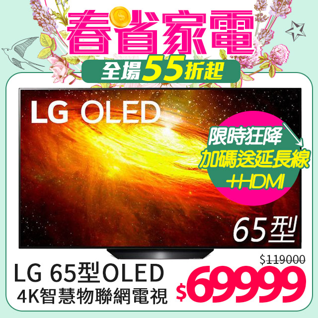LG 65型OLED 4K智慧物聯網電視 OLED65BXPWA