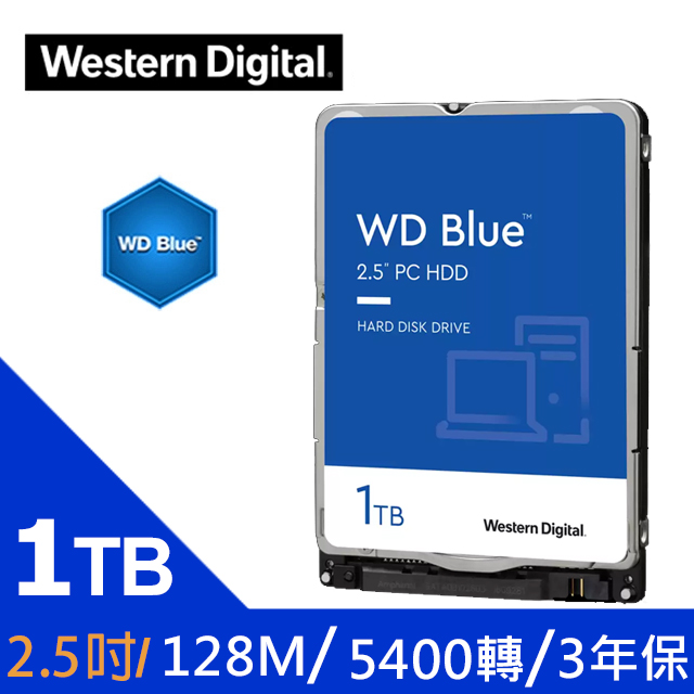 WD【藍標7mm】(WD10SPZX) 1TB/5400轉/128MB/2.5吋/3Y - PChome 24h購物