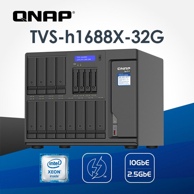 QNAP 威聯通TVS-h1688X-W1250-32G 16-Bay ZFS NAS 網路儲存伺服器(不含硬碟) - PChome 24h購物