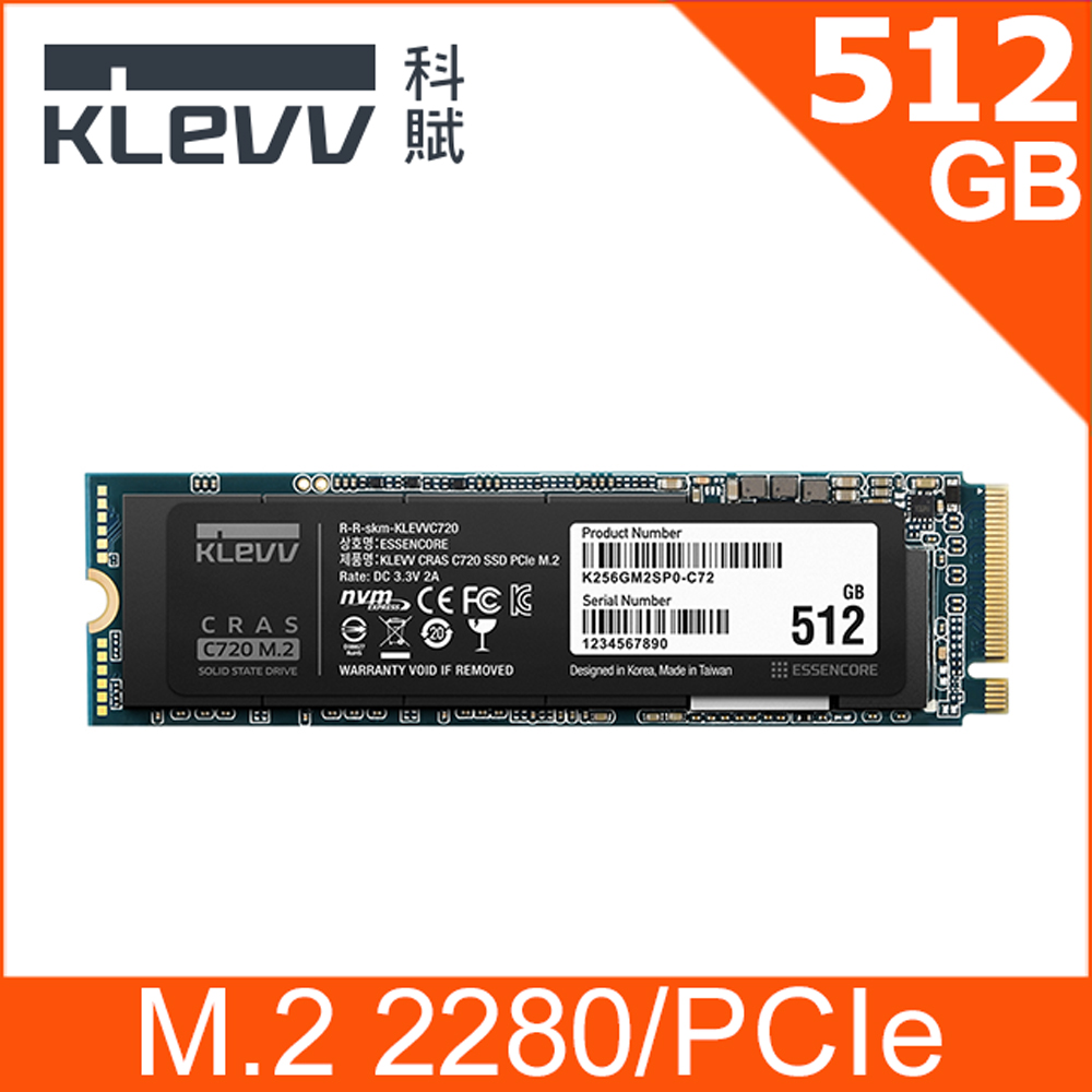 KLEVV 科賦CRAS C720 512GB Gen3x4 PCIe SSD - PChome 24h購物