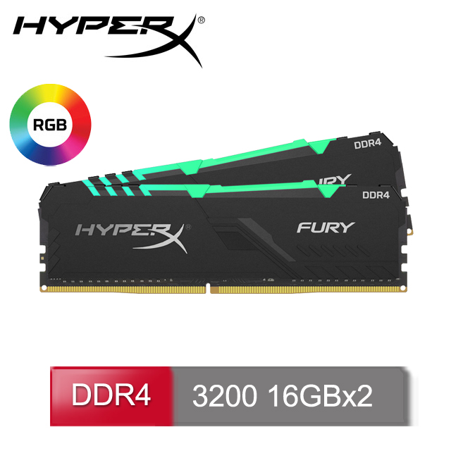 Hyperx Fury Ddr4 3200 16gbx2 Rgb超頻記憶體 Hx432c16fb3ak2 32 Pchome 24h購物