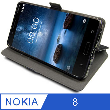 Nokia 8 5.3吋蠶絲紋支架造型皮套+ 螢幕保護貼