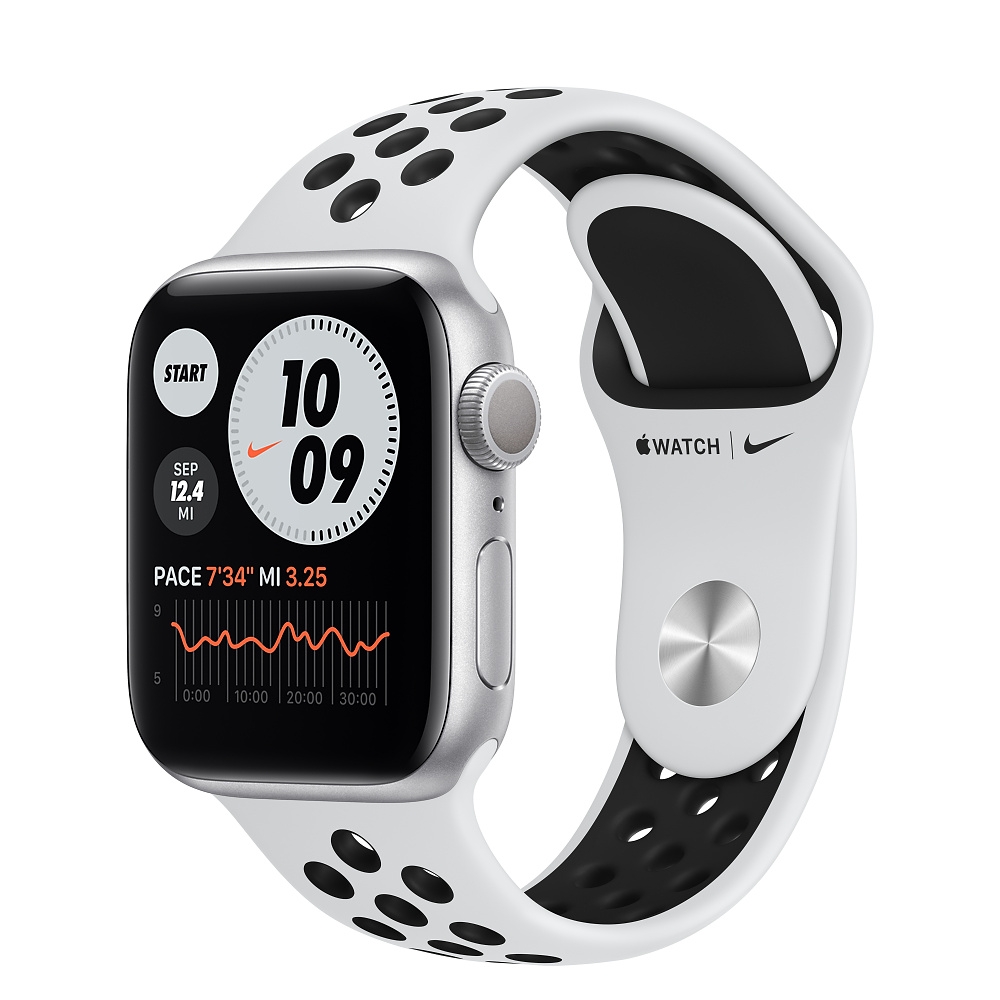 Apple Watch S6 LTE 40mm 銀色鋁金屬-Pure Platinum 黑色 Nike 運動型錶帶