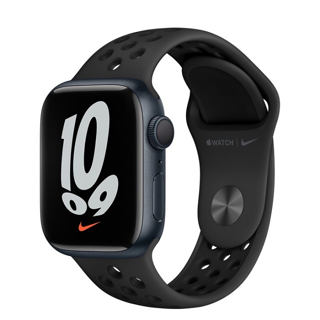 Apple Watch Nike S7 GPS 41mm, 午夜黑色鋁金屬錶殼；Nike運動型錶帶(MKN43TA/A)