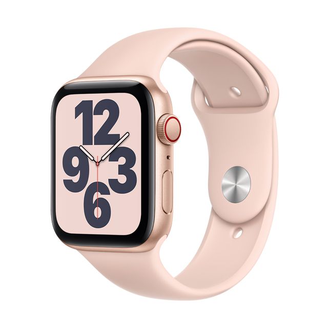 Apple Watch SE LTE, 44mm Gold Aluminium Case with Pink Sand Sport Band (MYEX2TA/A)