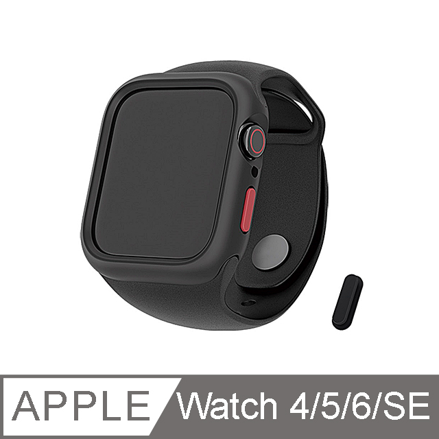 hoda Apple Watch Series 4/5/6/SE 共用 42mm/44mm 柔石防摔手錶保護殼-重裝黑