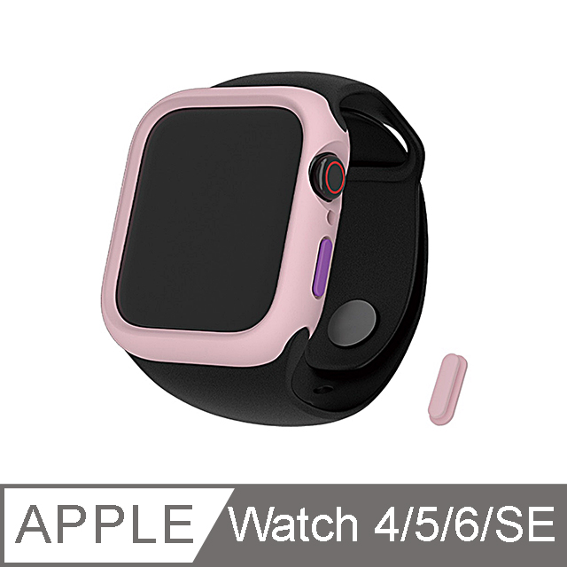 hoda Apple Watch Series 4/5/6/SE 共用 42mm/44mm 柔石防摔手錶保護殼-櫻花粉