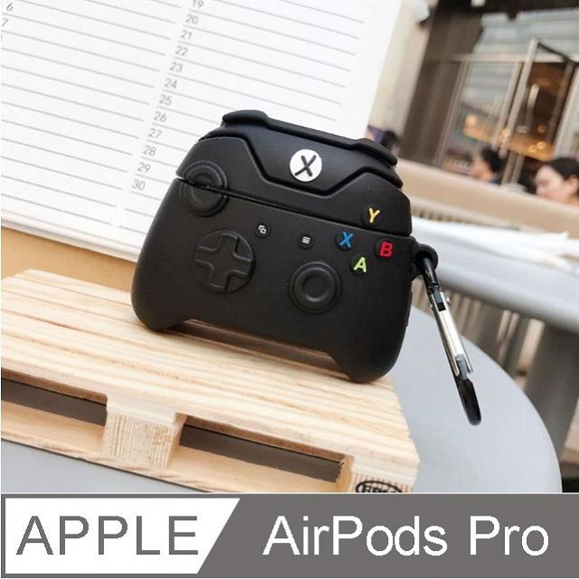 AirPods Pro可愛造型耳機盒保護殼保護套防摔套(遊戲戰機)(黑色)