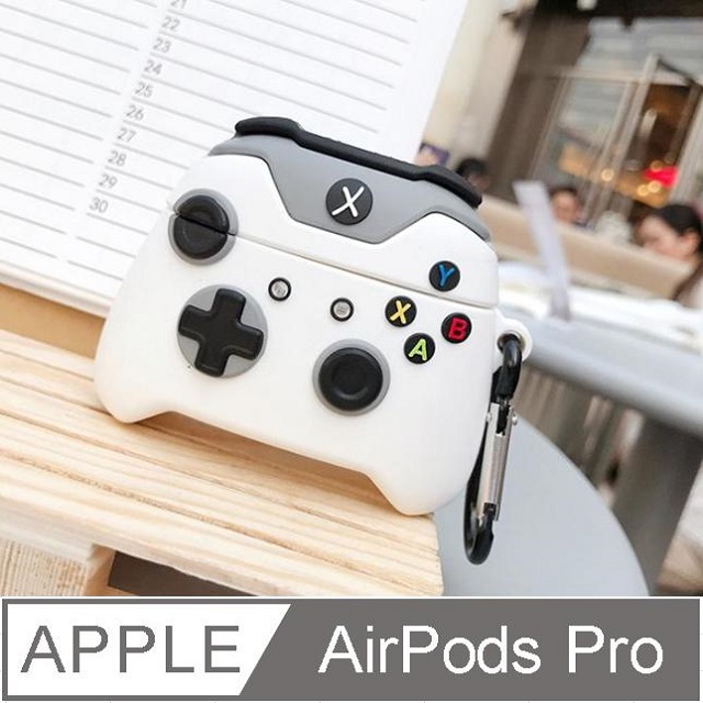 AirPods Pro可愛造型耳機盒保護殼保護套防摔套(遊戲戰機)(白色)
