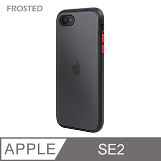 【個性撞色防摔】iPhone SE (第2代) iPhone SE2 手機殼 親膚手感 鏡頭加高 不留指紋(黑+紅鍵)