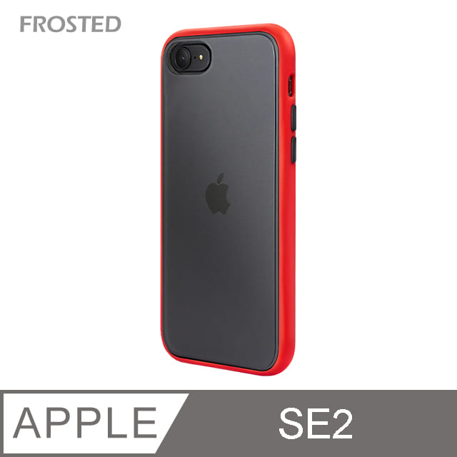 【個性撞色防摔】iPhone SE (第2代) iPhone SE2 手機殼 親膚手感 鏡頭加高 不留指紋(紅+黑鍵)