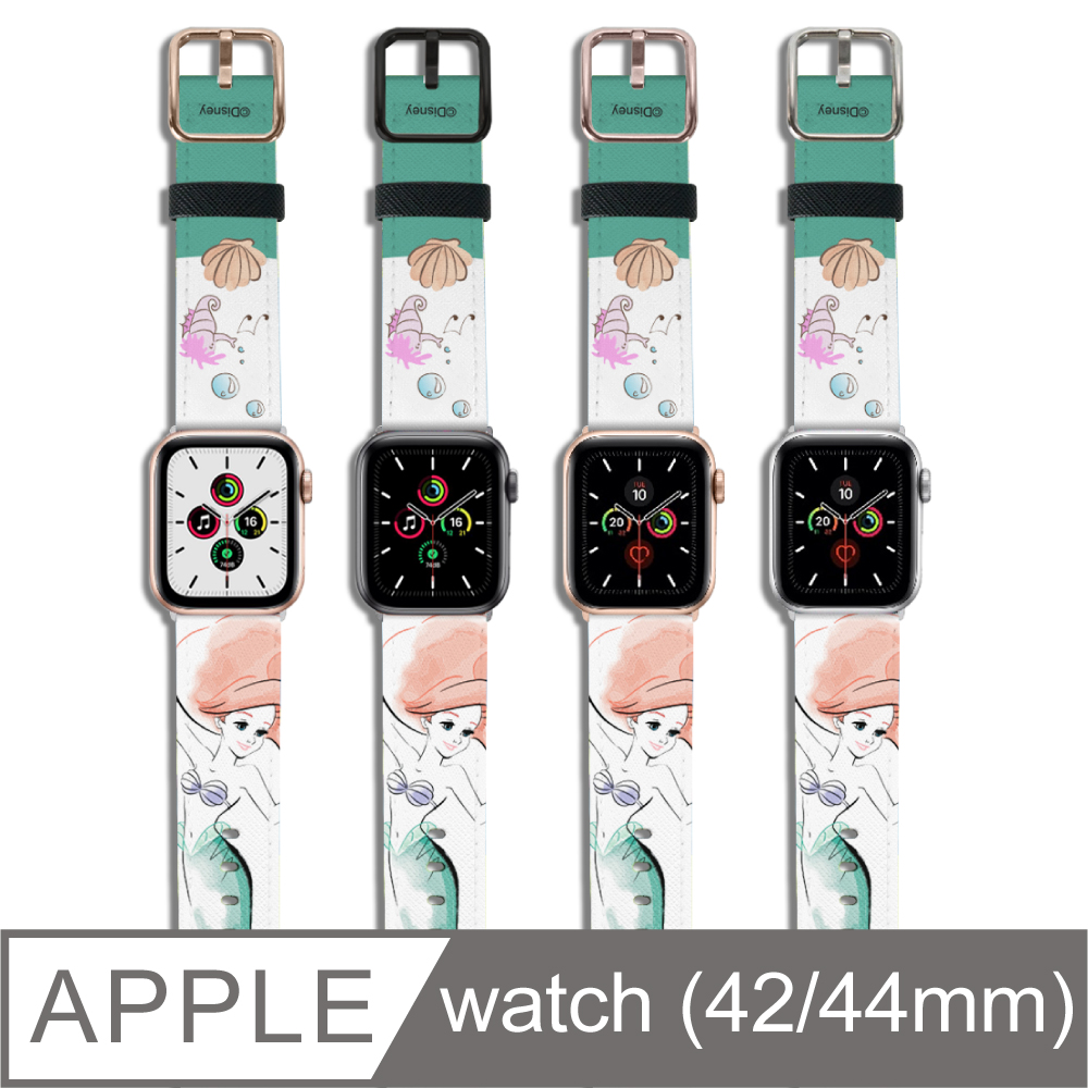 Hong Man 迪士尼公主系列apple Watch 皮革錶帶手繪風小美人魚42 44mm Pchome 24h購物
