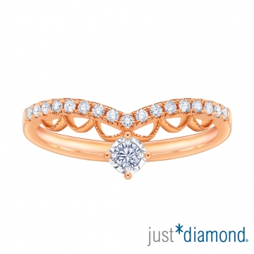 【Just Diamond】Lacy Crown系列 18K玫瑰金 鑽石戒指