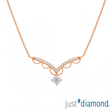 【Just Diamond】Lacy Crown系列 18K玫瑰金 鑽石項鍊